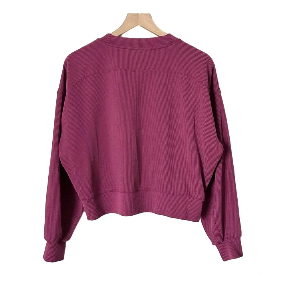 Lululemon Ribbed Softstreme Perfectly Oversized Cropped Crew Magenta Purple Sz 6